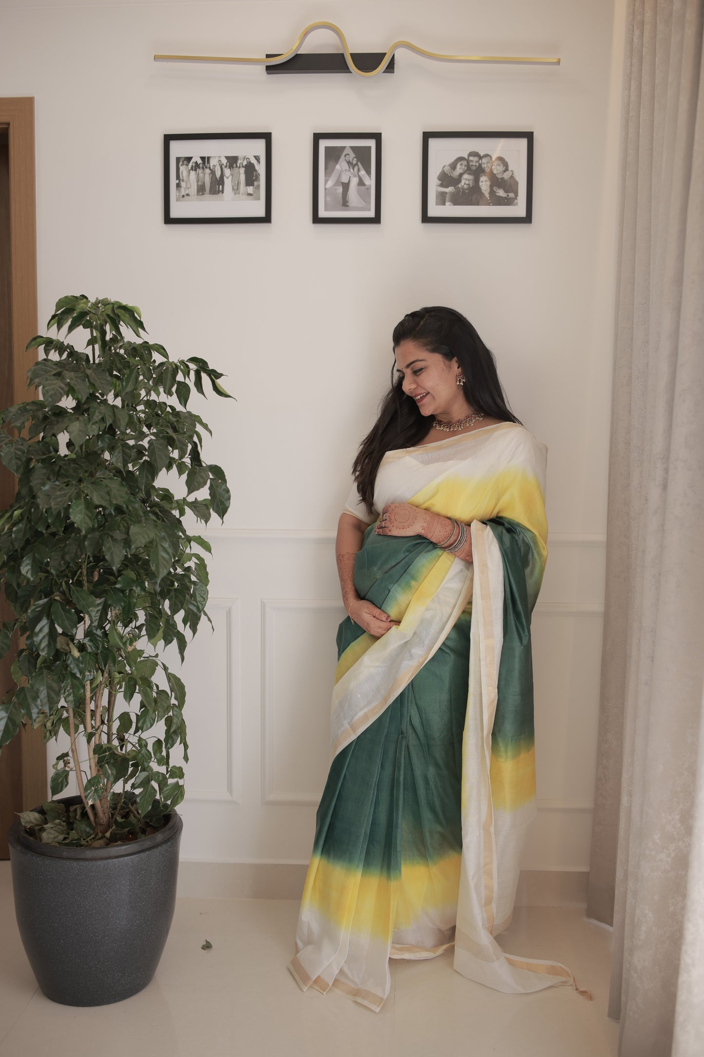 Three Shade Kerala Kasavu Saree