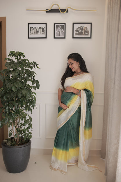 Three Shade Kerala Kasavu Saree