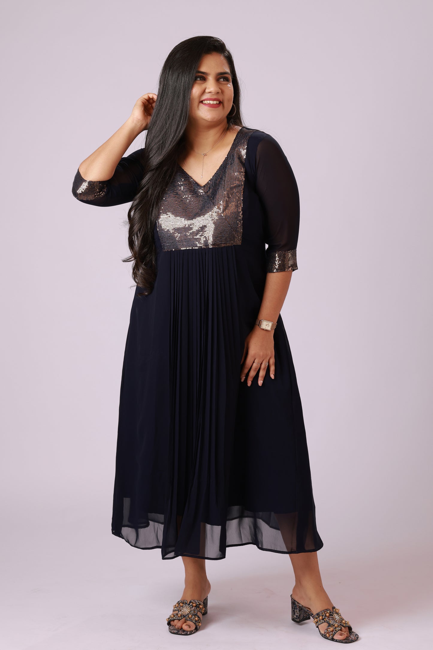 Midnight Gleam A-Line Dress