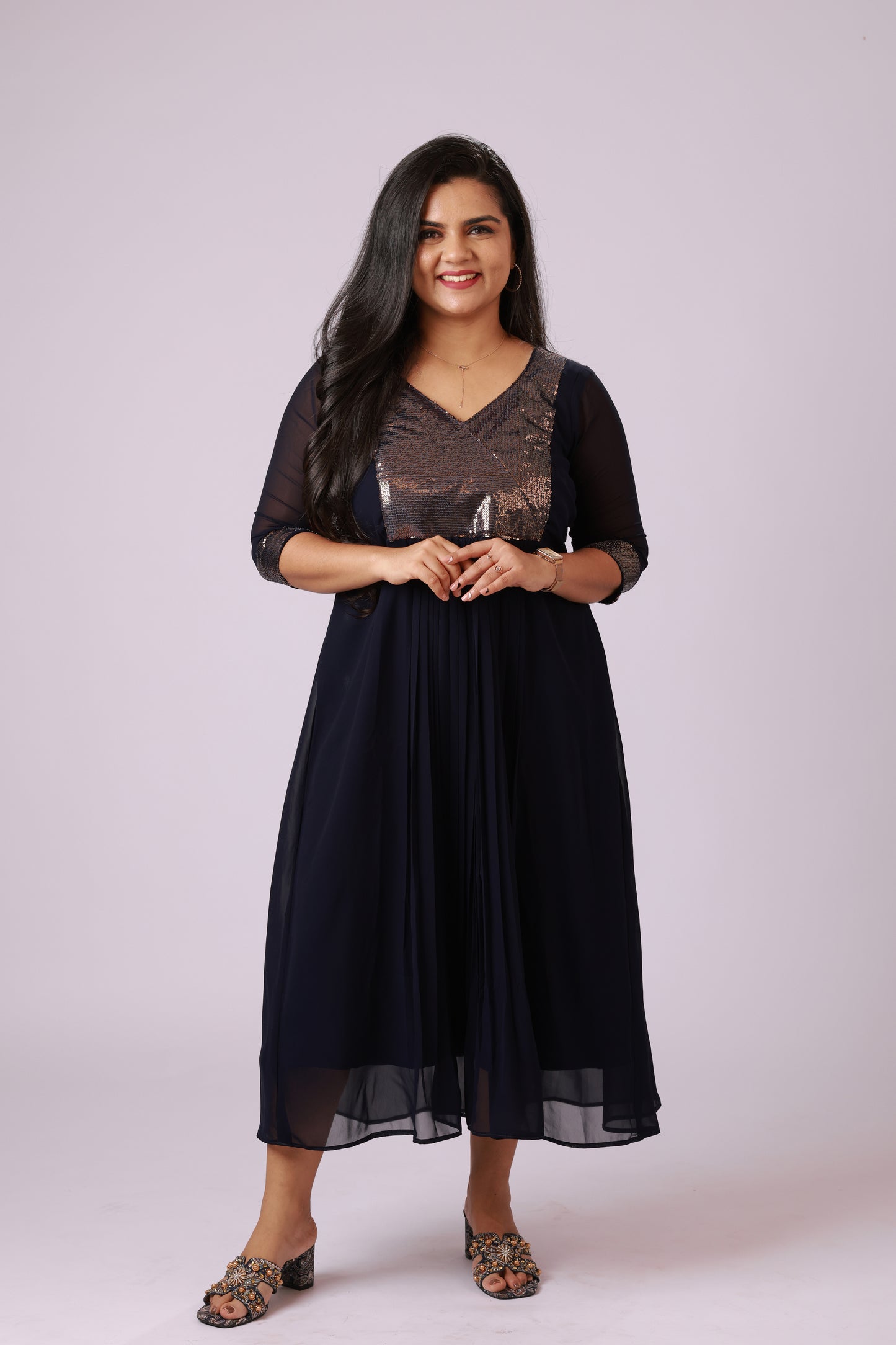 Midnight Gleam A-Line Dress
