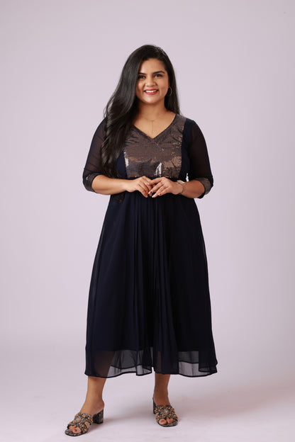 Midnight Gleam A-Line Dress