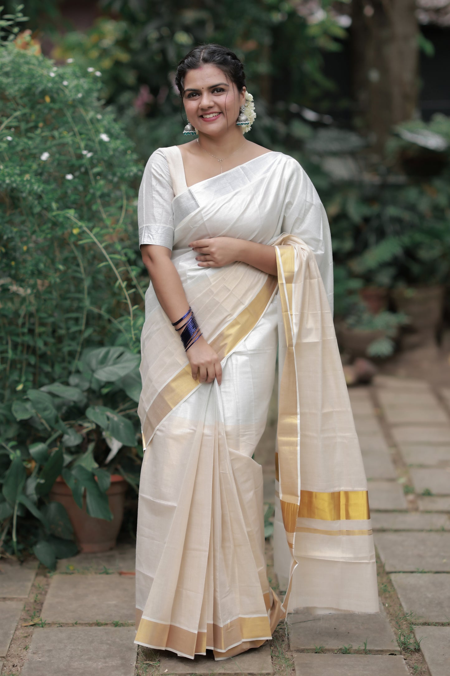 Half Silver and Gold Saree