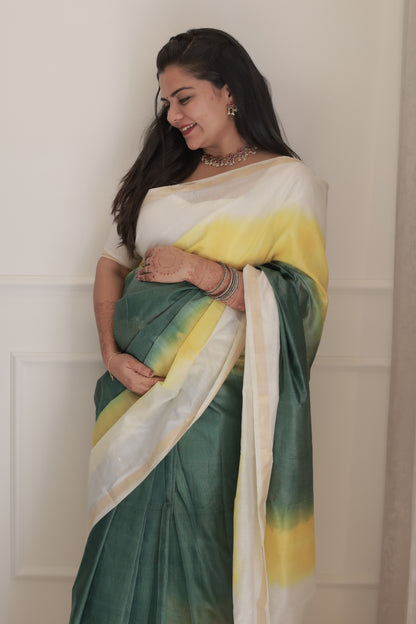 Three Shade Kerala Kasavu Saree