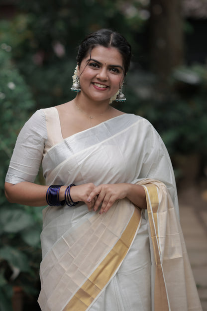 Half Silver and Gold Saree