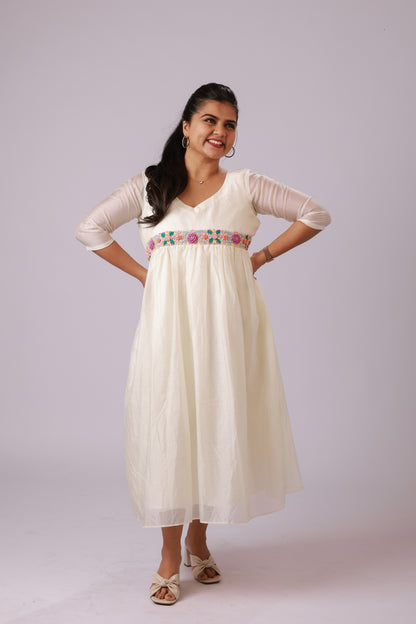 Off-White Handwork A-Line Kurti