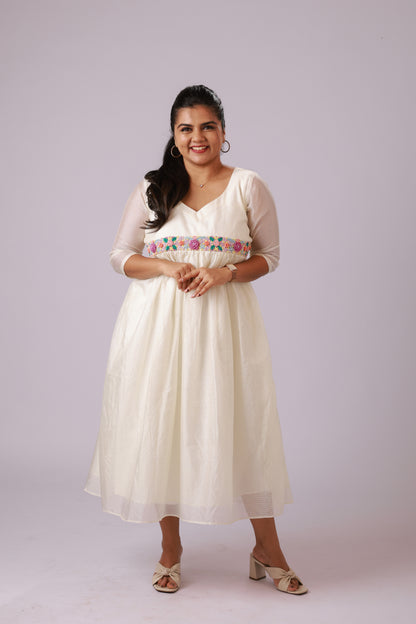 Off-White Handwork A-Line Kurti