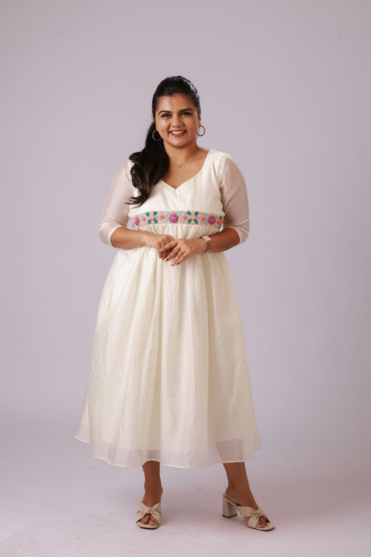 Off-White Handwork A-Line Kurti
