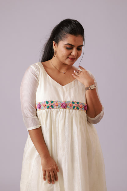 Off-White Handwork A-Line Kurti