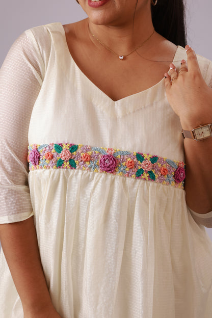 Off-White Handwork A-Line Kurti