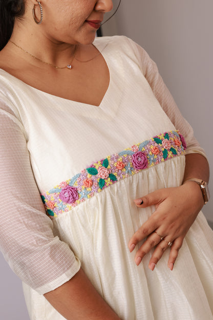 Off-White Handwork A-Line Kurti